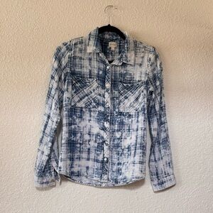 Love, Fire Blue and White Checkered Top